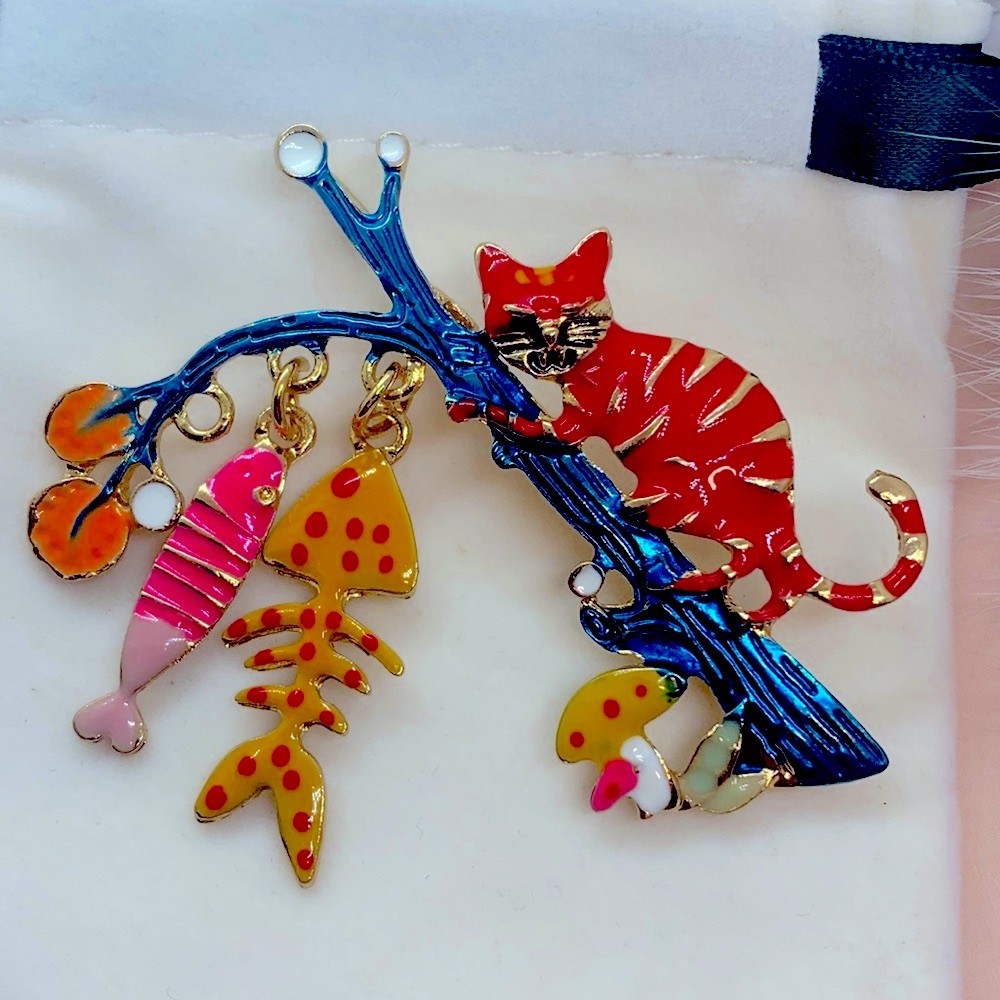 Enamel Cat Fish Brooch